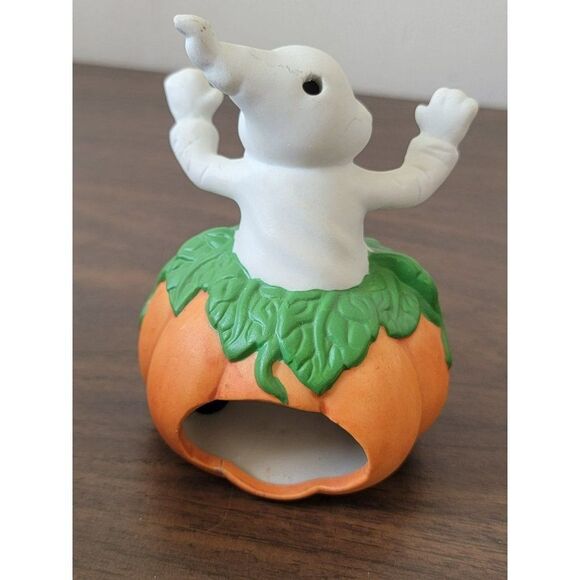 Ceramic ghost tea light jack-o'-lantern home decor figure Halloween - Picture 4 of 6